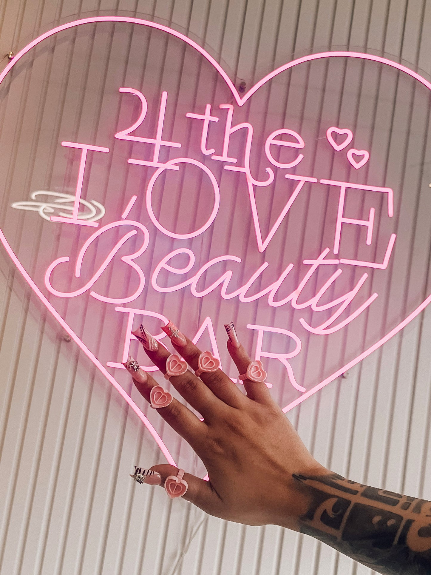 Pink Heart glue rings